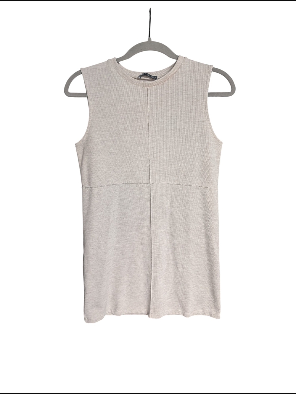 Zara Cream Sleeveless Knit Dress Small